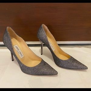 Jimmy Choo Anthracite Lame Glitter Heels - Size 36